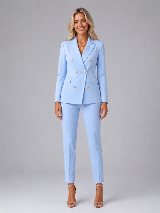 Verdiana | Traje de Chaqueta Cruzada con Solapa en Pico y Pantalón Tobillero
